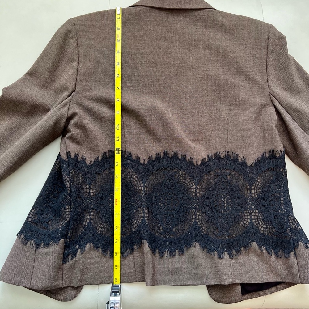 Designer Jacket in Brown & Black Lace Accent L - NWOT - Picture 4 of 11